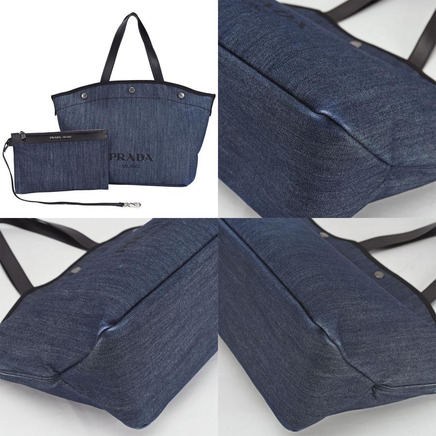 プラダ PRADA デニム 2way トートバッグ ハンドバッグ 1BG242 キャンバス レザー ネイビー ブルー ブラック 黒 ショルダー 斜め掛け | PRADA | 06
