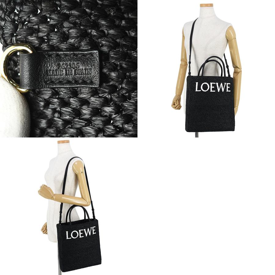 ロエベ LOEWE スタンダード A4 トートバッグ A563R18X04 ショルダーバッグ 2way ブラック 黒 ラフィア レザー ロゴ レディース | LOEWE | 08