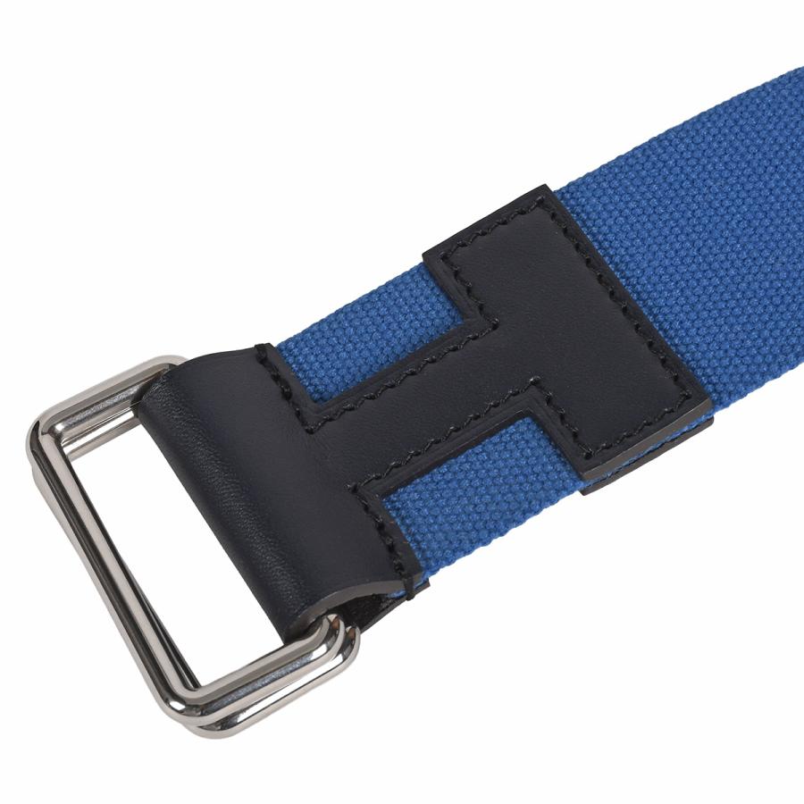 HERMESエルメス ノマド40 キャンバス×レザー ベルト ブラック ネイビー HERMES（エルメス） ノマド 40 ベルト メンズ レディース ヴァッシュ