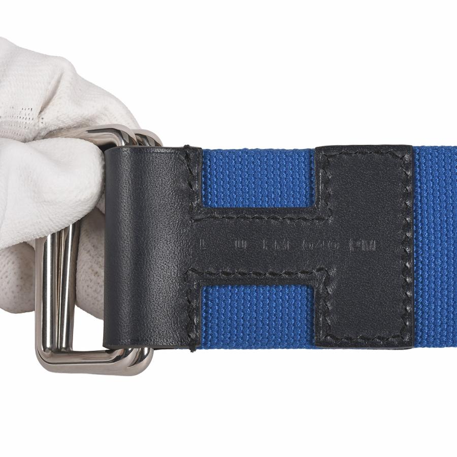 HERMESエルメス ノマド40 キャンバス×レザー ベルト ブラック ネイビー HERMES（エルメス） ノマド 40 ベルト メンズ レディース ヴァッシュ
