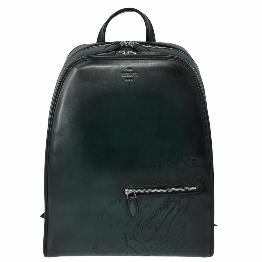 ベルルッティ BERLUTI ワーキングデイ スクリットレザー バックパック カリグラフィ ヴェネチア レザー グリーン リュックサック デイパック ビジネス メンズ | Berluti