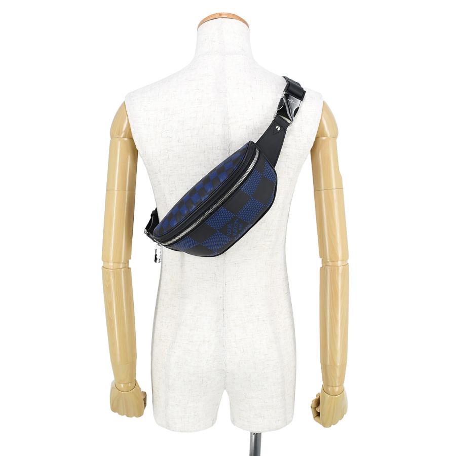 ルイヴィトン LOUIS VUITTON ダミエ アンフィニ 3D キャンパス バムバッグ N50022 レザー ブラック ブルー シルバー金具 ボディバッグ ベルトバッグ メンズ | LOUIS VUITTON | 09