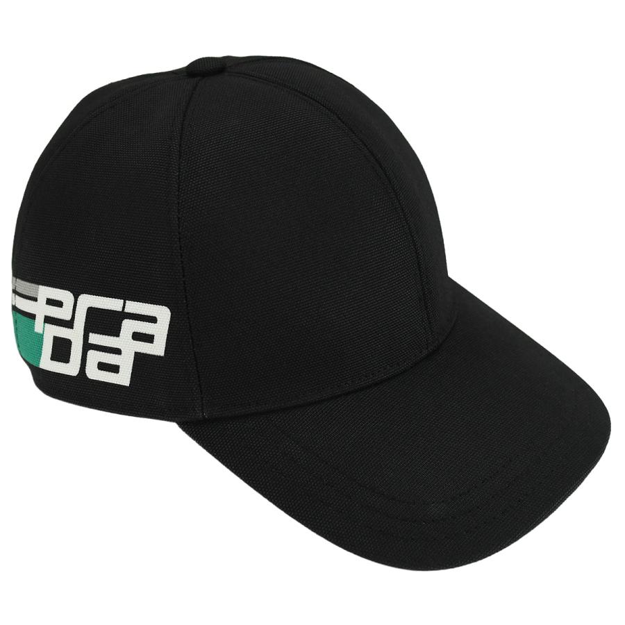 プラダ PRADA ベースボール キャップ 帽子 スポーツ ロゴ メンズ レディース コットン ブラック 黒 サイズM | PRADA