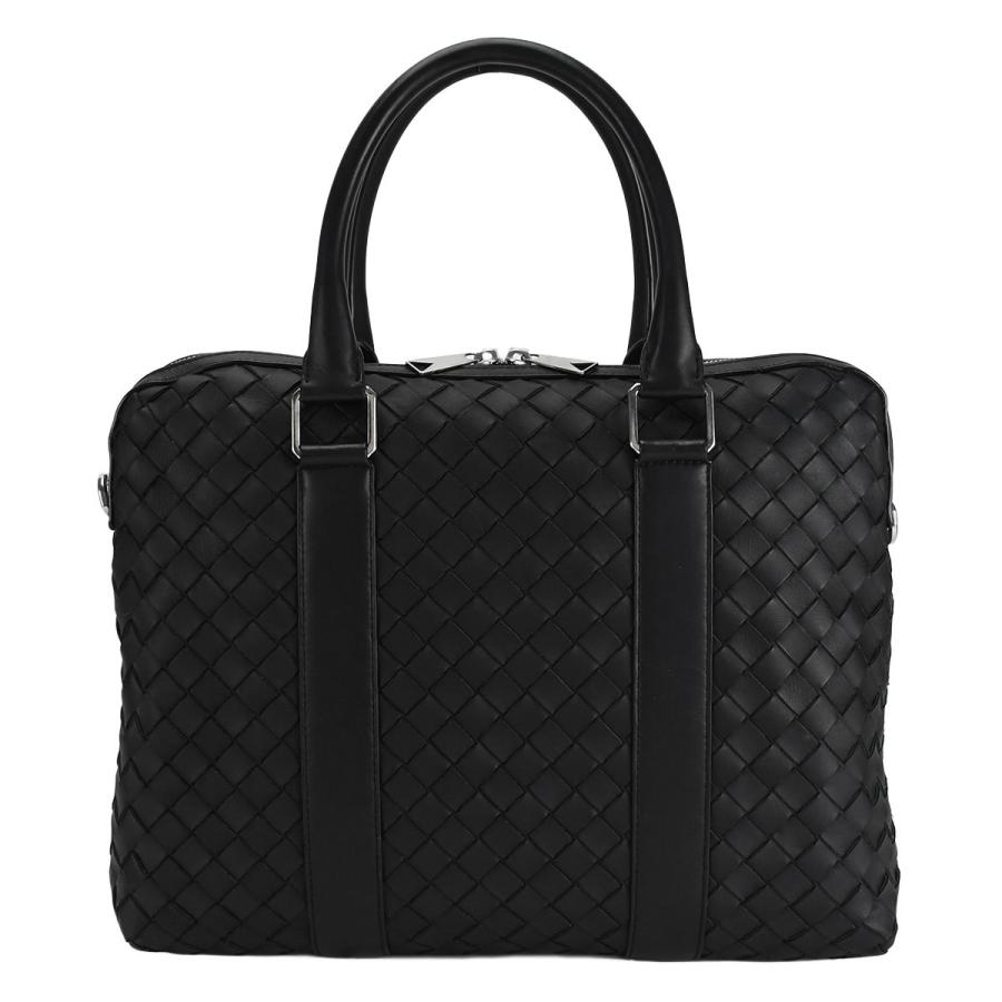 ボッテガヴェネタ BOTTEGA VENETA イントレチャート ブリーフケース ビジネスバッグ メンズ レザー シルバー金具 ブラック 651580 | BOTTEGA VENETA