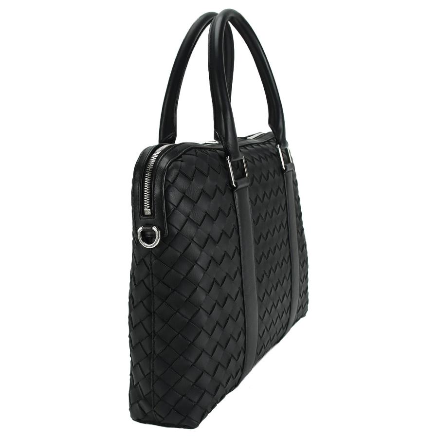 ボッテガヴェネタ BOTTEGA VENETA イントレチャート ブリーフケース ビジネスバッグ メンズ レザー シルバー金具 ブラック 651580 | BOTTEGA VENETA | 02