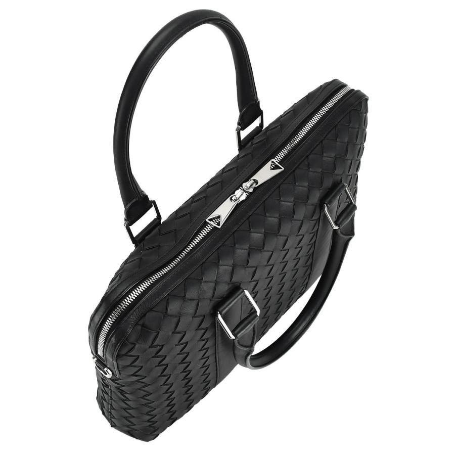 ボッテガヴェネタ BOTTEGA VENETA イントレチャート ブリーフケース ビジネスバッグ メンズ レザー シルバー金具 ブラック 651580 | BOTTEGA VENETA | 03