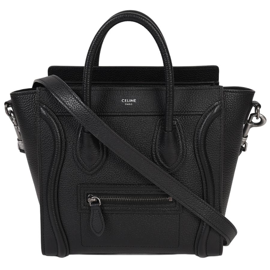 CELINE ナノラゲージ ラゲージ ブラックレザー ハンドバッグ CELINE（セリーヌ） ラゲージ ナノショッパー 2way ハンドバッグ