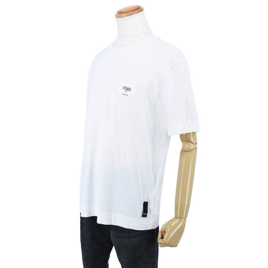 FENDI フェンディ 半袖Tシャツ ホワイト 40サイズ FENDI（フェンディ） 半袖 クルーネック Tシャツ ロゴパッチ トップス