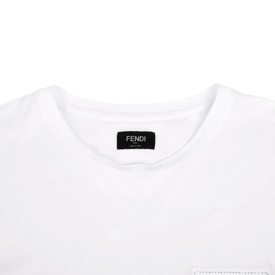 FENDI ロゴパッチ クルーネック Tシャツ ホワイト FENDI（フェンディ） 半袖 クルーネック Tシャツ ロゴパッチ トップス