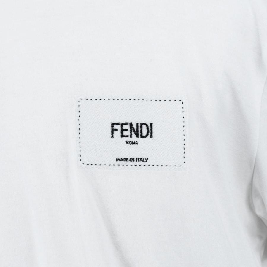 FENDI ロゴパッチ クルーネック Tシャツ ホワイト FENDI（フェンディ） 半袖 クルーネック Tシャツ ロゴパッチ トップス