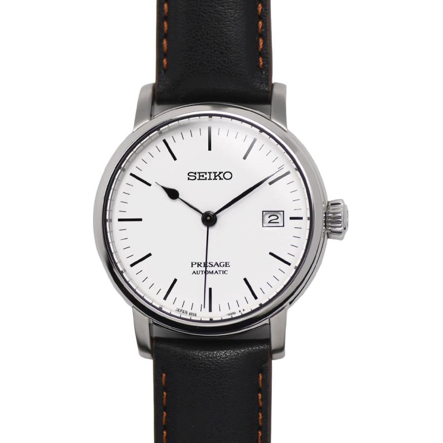 セイコー SEIKO プレサージュ メンズ 自動巻き ステンレス/レザー 琺瑯ダイヤル ホワイト SARX065 | SEIKO