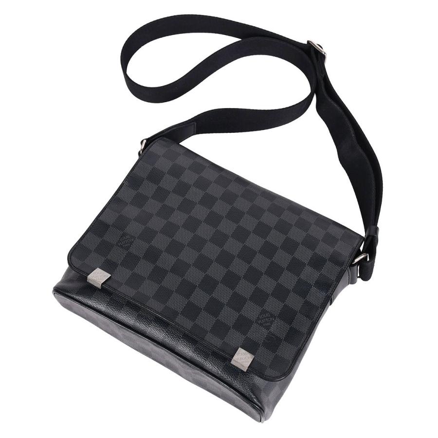 ルイヴィトン ディストリクトPM ショルダーバッグ メンズ ダミエグラフィットキャンバス/レザー シルバー金具 グレー/ブラック N41028