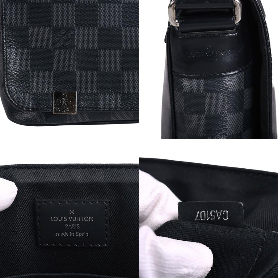 ルイヴィトン ディストリクトPM ショルダーバッグ メンズ ダミエグラフィットキャンバス/レザー シルバー金具 グレー/ブラック N41028