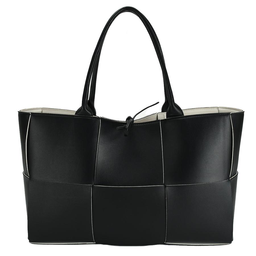 ボッテガヴェネタ BOTTEGA VENETA マキシイントレチャート ミディアム アルコ トートバッグ ブラック ホワイト 黒 白 ポーチ付き ハンドバッグ 609175 | BOTTEGA VENETA | 01