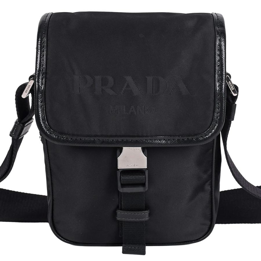 プラダ PRADA トライアングルロゴ リナイロン Re-Nylon ショルダーバッグ ポシェット ナイロン 刺繍 ロゴ ブラック 黒 シルバー金具 2VD028 クロスボディ | PRADA | 01