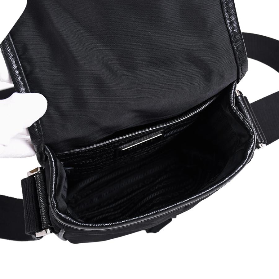 プラダ PRADA トライアングルロゴ リナイロン Re-Nylon ショルダーバッグ ポシェット ナイロン 刺繍 ロゴ ブラック 黒 シルバー金具 2VD028 クロスボディ | PRADA | 06