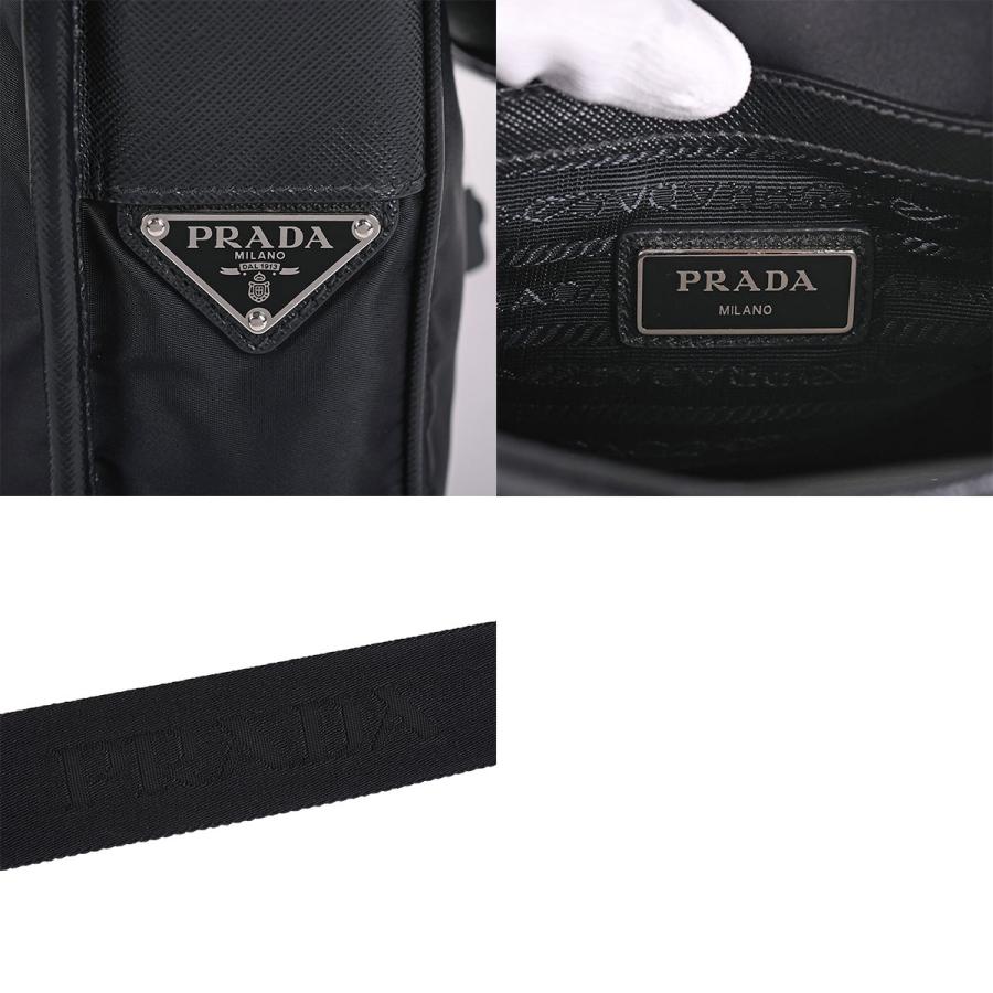プラダ PRADA トライアングルロゴ リナイロン Re-Nylon ショルダーバッグ ポシェット ナイロン 刺繍 ロゴ ブラック 黒 シルバー金具 2VD028 クロスボディ | PRADA | 08