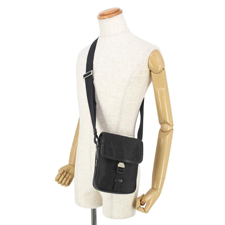 プラダ PRADA トライアングルロゴ リナイロン Re-Nylon ショルダーバッグ ポシェット ナイロン 刺繍 ロゴ ブラック 黒 シルバー金具 2VD028 クロスボディ | PRADA | 09