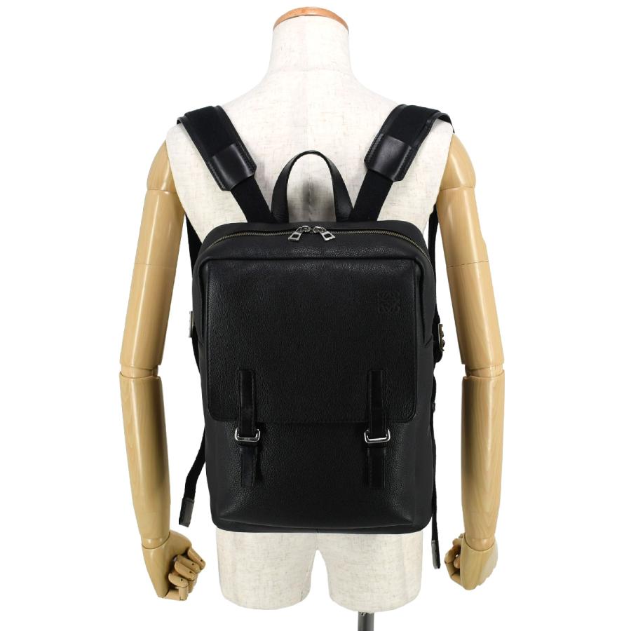 ロエベ LOEWE アナグラム ミリタリー バックパック リュックサック デイパック メンズ レザー ブラック 黒 シルバー金具 B553J18X01 | LOEWE | 08