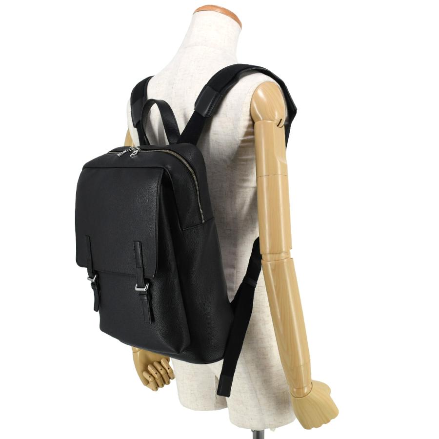 ロエベ LOEWE アナグラム ミリタリー バックパック リュックサック デイパック メンズ レザー ブラック 黒 シルバー金具 B553J18X01 | LOEWE | 09