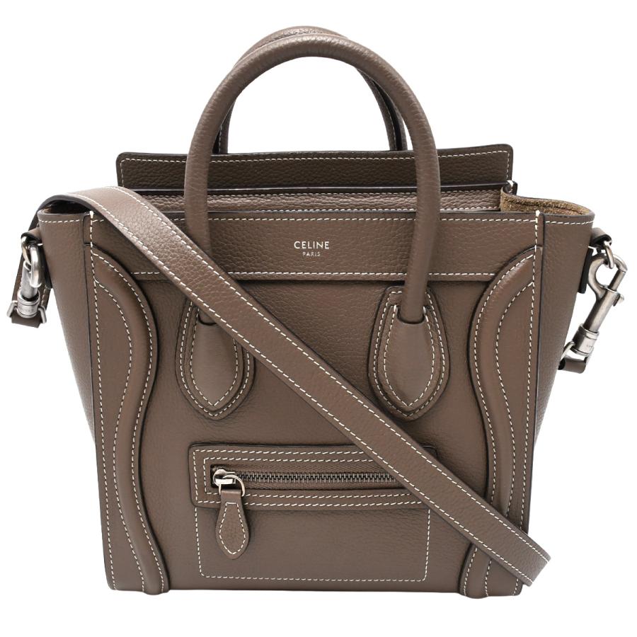 (美品)CELINE ラゲージ ナノ グレージュ ハンドバッグ CELINE（セリーヌ） ラゲージ ナノショッパー 2way ハンドバッグ