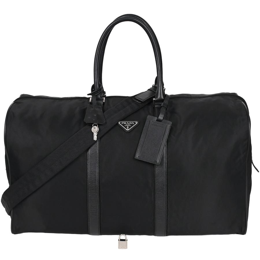 プラダ　ボストンバッグ　トライアングルロゴ　レザー　ナイロン　ブラック PRADA（プラダ） トライアングルロゴ 2way ボストンバッグ ショルダー