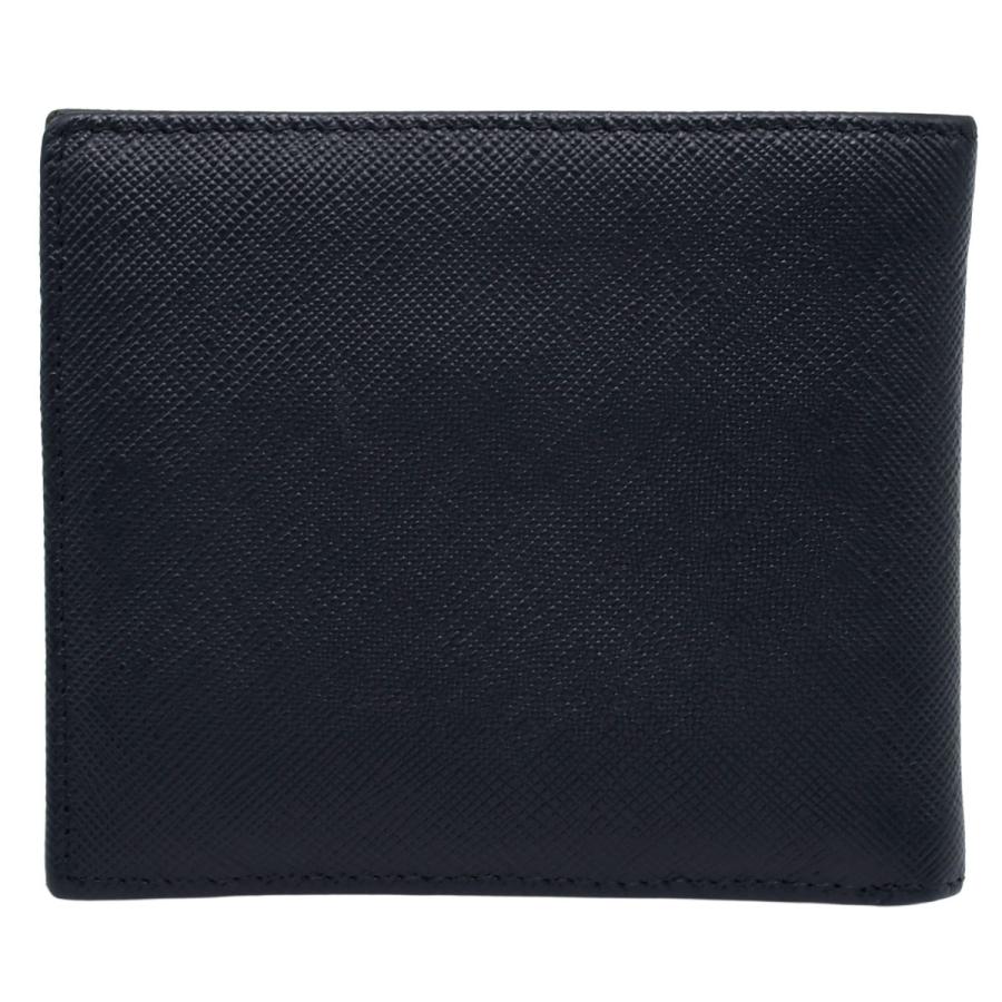 【極美品】プラダ 二つ折り財布 サフィアーノレザー ネイビー 2MO738 PRADA（プラダ） コンパクト ウォレット ロゴ 二つ折り 財布 小物