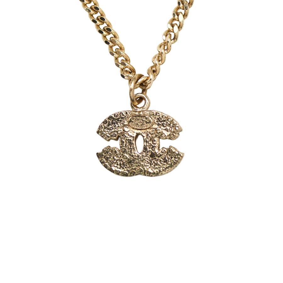 シャネル CHANEL ココマーク ネックレス ペンダント アクセサリー ラインストーン ボーダー CC ロゴ メタル ゴールド ブラック ホワイト 06A_5