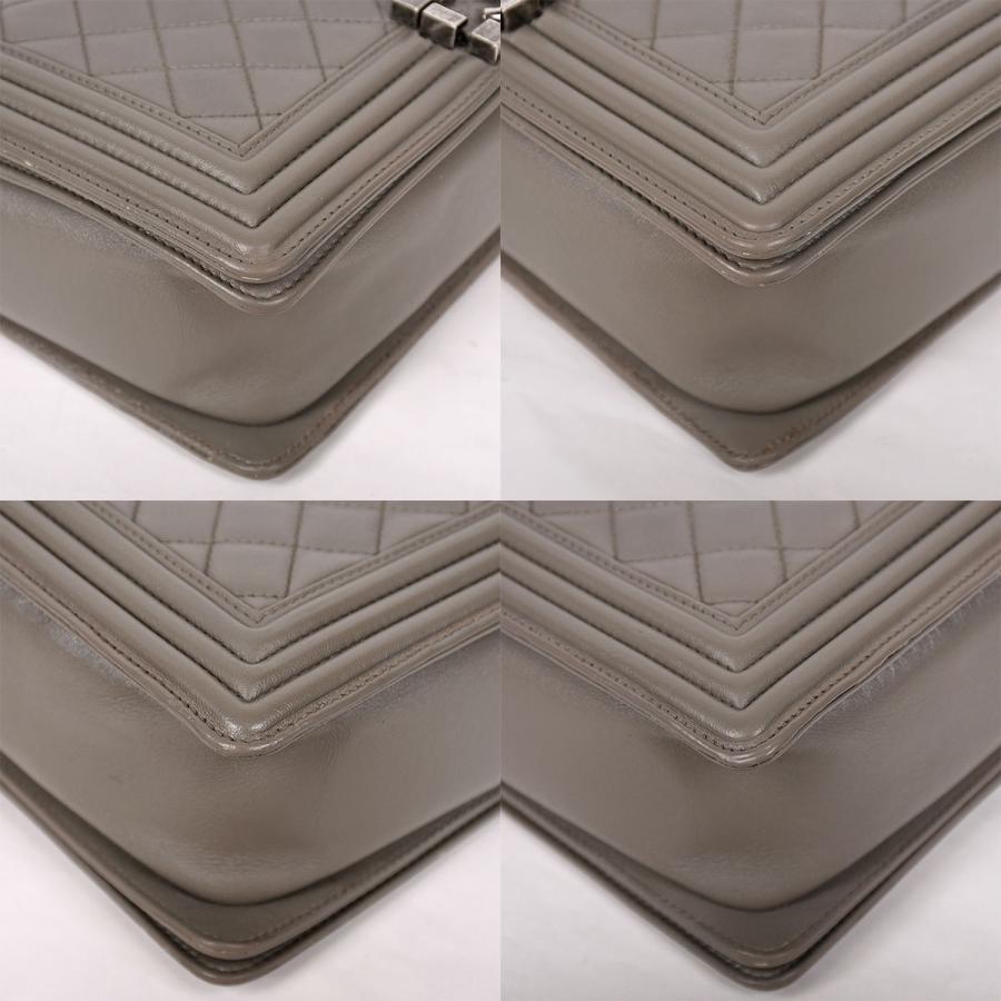 シャネル CHANEL ボーイシャネル 25 マトラッセ チェーン ショルダーバッグ レディース レザー グレー シルバー金具 A67086