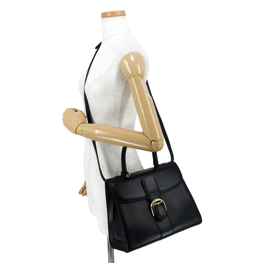 【極美品】デルヴォー ブリヨンMM 2way ハンドバッグ ショルダーバッグ 黒 DELVAUX（デルヴォー） デルボー ブリヨン MM 2way ハンドバッグ