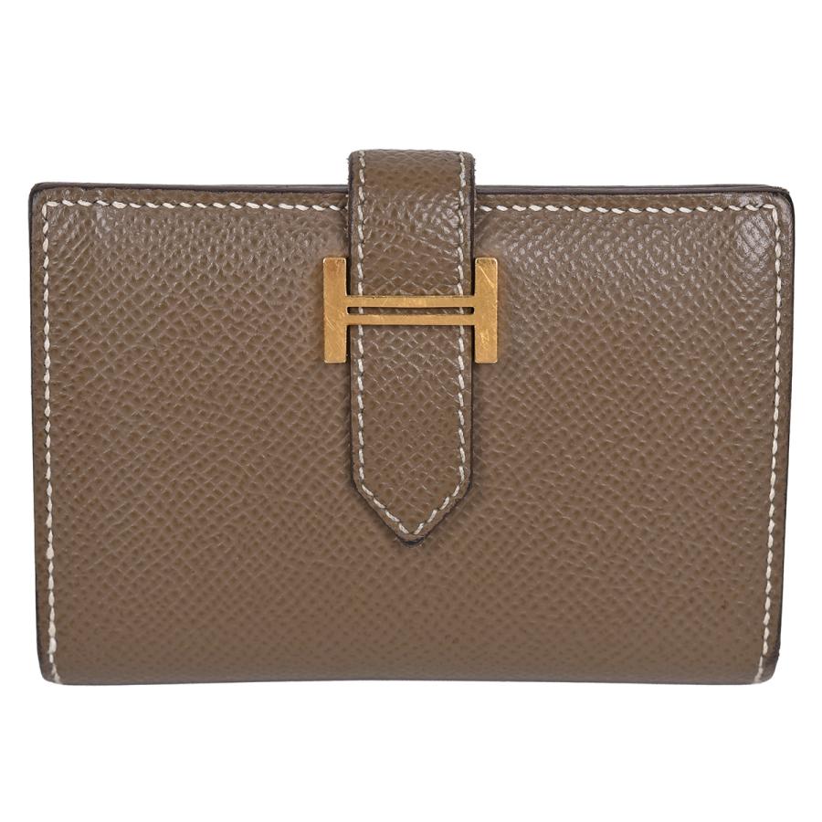 【極美品】HERMES エルメス　べアン　カードケース エプソン エトゥープ HERMES（エルメス） ベアン ミニ カードケース 名刺入れ エプソン