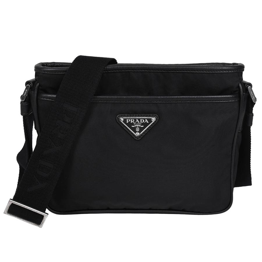プラダ　PRADA トライアングル　ショルダーバッグ　黒　ギャランティーカード付 PRADA（プラダ） トライアングルロゴ ショルダーバッグ 斜め掛け