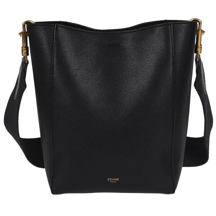 CELINE レザーショルダーバッグ 黒 ゴールド金具 CELINE（セリーヌ） サングル バケット スモール ショルダーバッグ