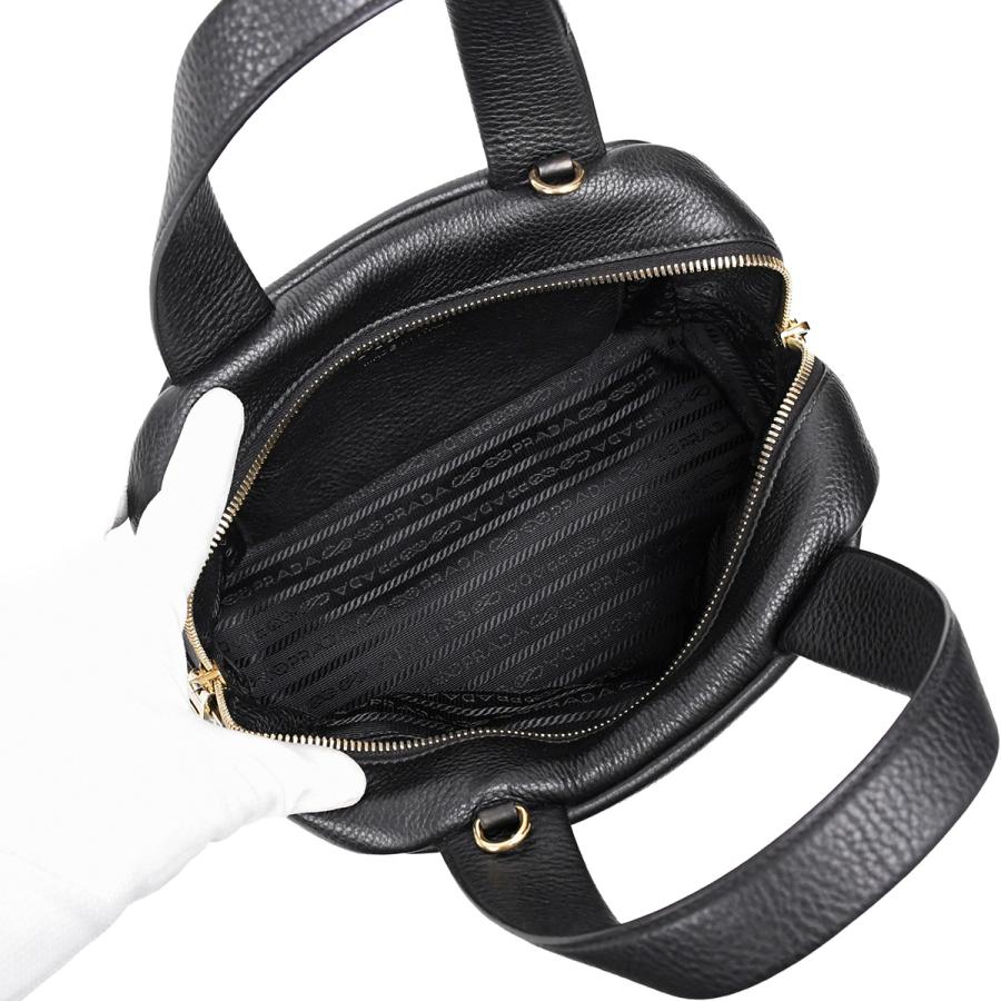 美品✨プラダ ミニボストン パンチング レザー 肩掛け ブラック 三角ロゴ 希少 PRADA（プラダ） トップハンドルバッグ パンチングロゴ ミニ ボストン