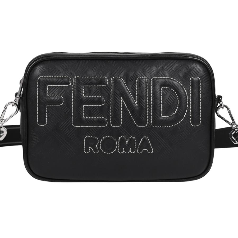 フェンディ FENDI ダイアゴナル カメラケース ズッカ FFロゴ ショルダーバッグ クロスボディ 斜め掛け メンズ レザー ブラック 黒 7M0286