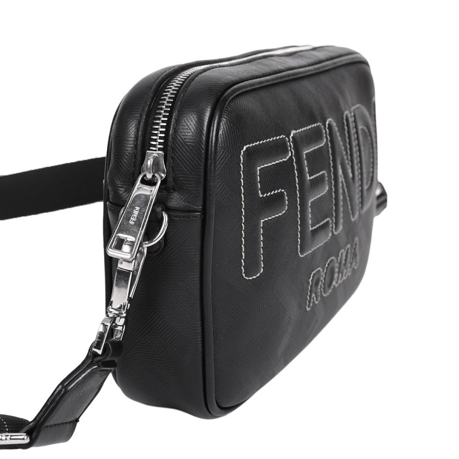 フェンディ FENDI ダイアゴナル カメラケース ズッカ FFロゴ ショルダーバッグ クロスボディ 斜め掛け メンズ レザー ブラック 黒 7M0286