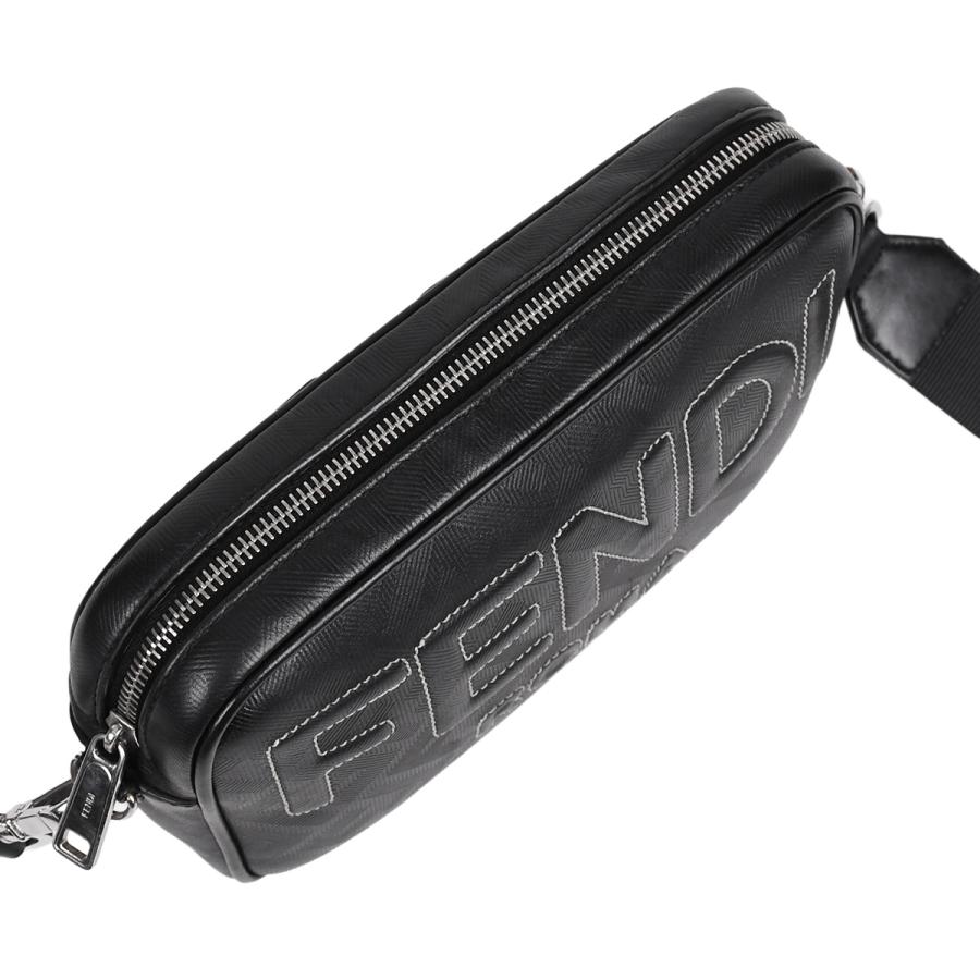 フェンディ FENDI ダイアゴナル カメラケース ズッカ FFロゴ ショルダーバッグ クロスボディ 斜め掛け メンズ レザー ブラック 黒 7M0286