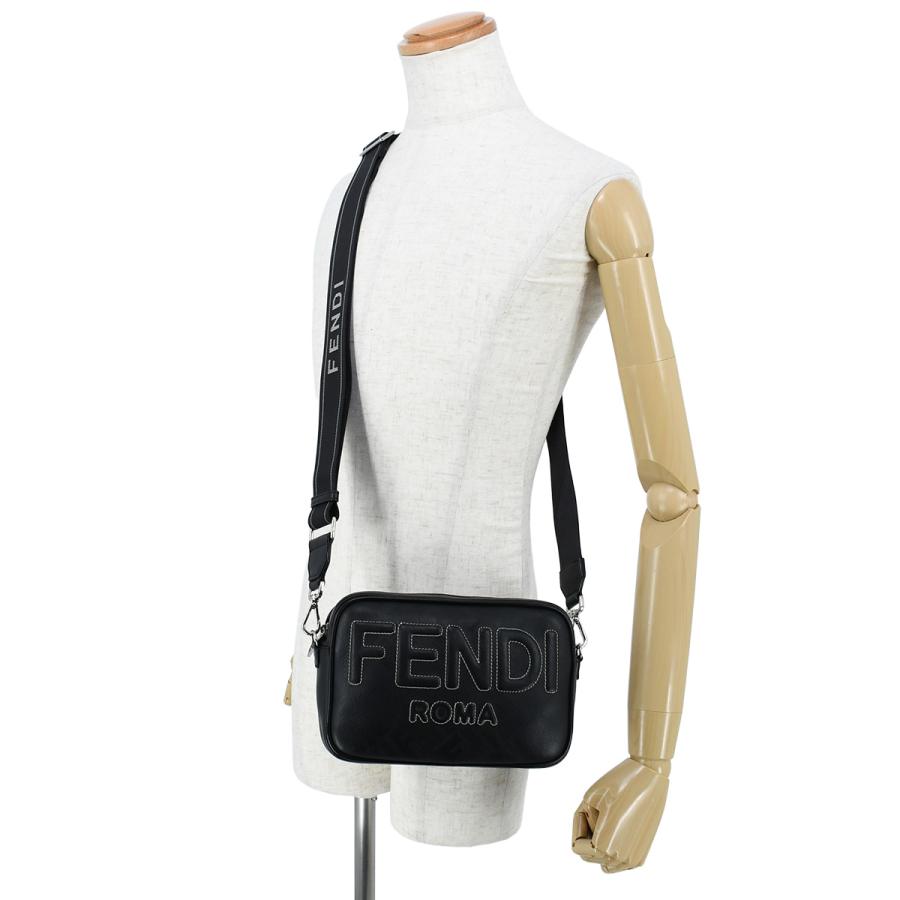 フェンディ FENDI ダイアゴナル カメラケース ズッカ FFロゴ ショルダーバッグ クロスボディ 斜め掛け メンズ レザー ブラック 黒 7M0286