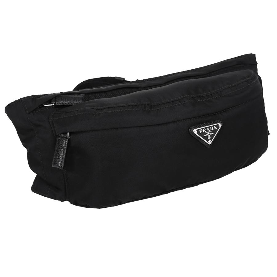 【美品】プラダ ボディバッグ ナイロン レザー 三角ロゴ ベルトバッグ ブラック PRADA（プラダ） ボディバッグ トライアングルロゴ ウエストバッグ