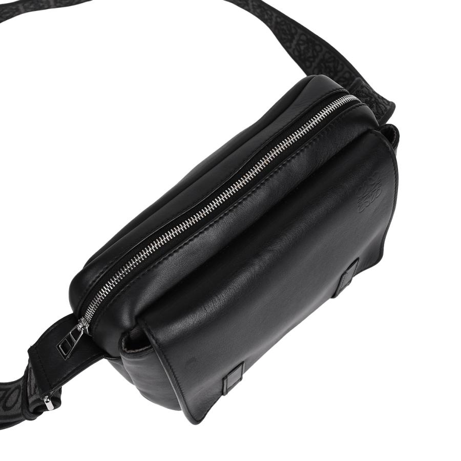 ロエベ LOEWE ミリタリー メッセンジャーバッグ XS ショルダーバッグ クロスボディ メンズ アナグラム ジャガード レザー ブラック 黒 B553A72X27の画像