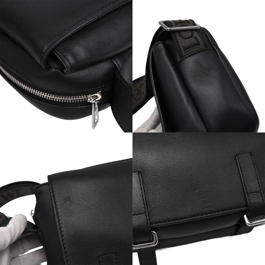 ロエベ LOEWE ミリタリー メッセンジャーバッグ XS ショルダーバッグ クロスボディ メンズ アナグラム ジャガード レザー ブラック 黒 B553A72X27の画像