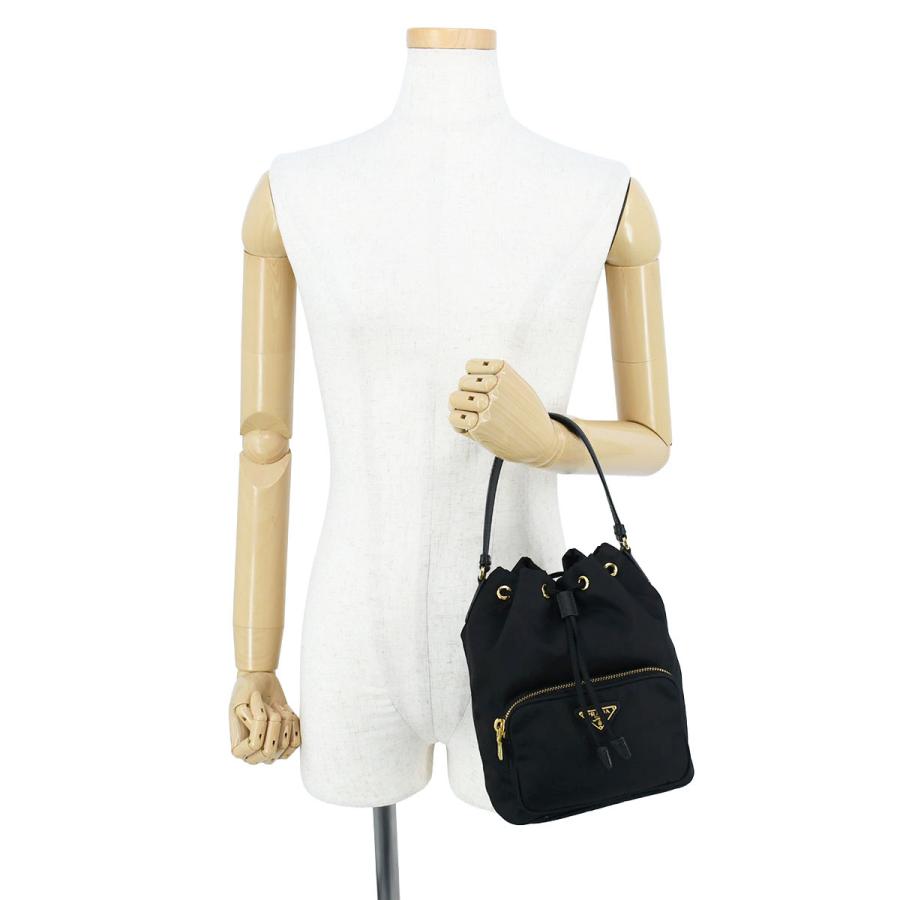 o23【美品】プラダ　三角ロゴ　ナイロン　巾着　デュエット2wayショルダー. PRADA（プラダ） デュエット 巾着 バケットバッグ 2way ショルダー