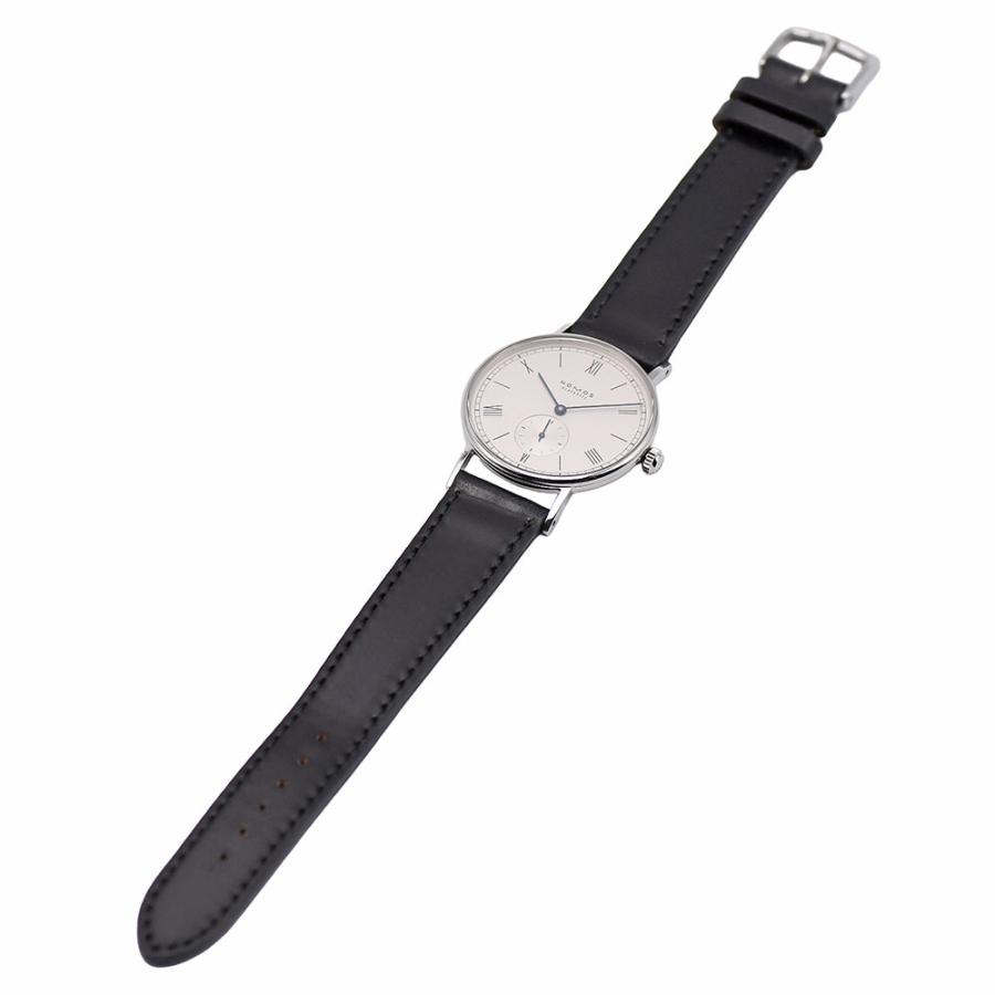 ノモス NOMOS ラドウィッグ 35mm メンズ 手巻き スモールセコンド SS/コードバンレザー ドイツ製 シルバー文字盤 LD1A2W2 中古の画像