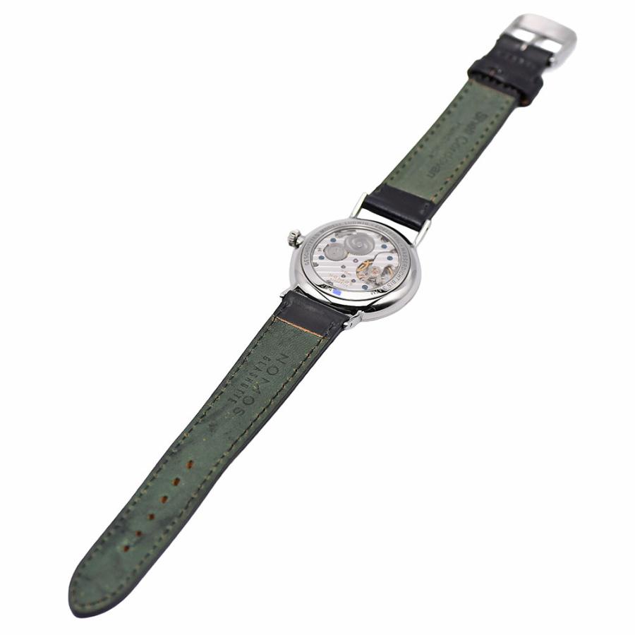 ノモス NOMOS ラドウィッグ 35mm メンズ 手巻き スモールセコンド SS/コードバンレザー ドイツ製 シルバー文字盤 LD1A2W2 中古の画像