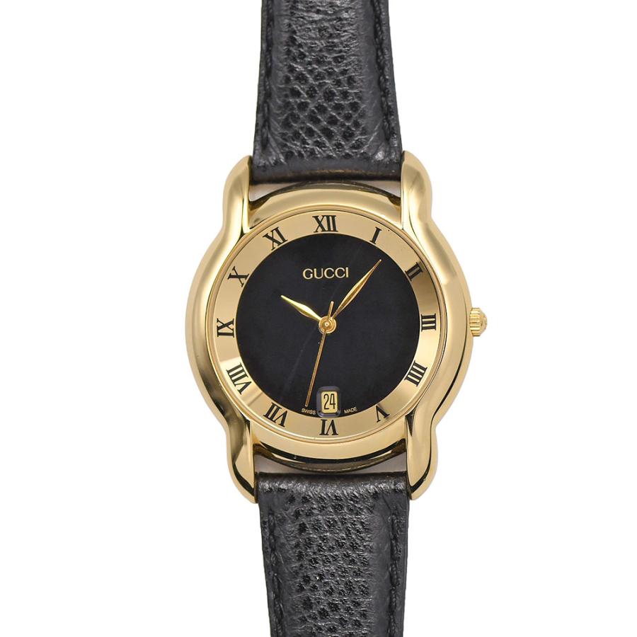 GUCCI 腕時計 5100M クォーツ ゴールド ブラック 稼動品 GUCCI（グッチ） 5100M メンズ クォーツ ラウンド GP/レザー ゴールド