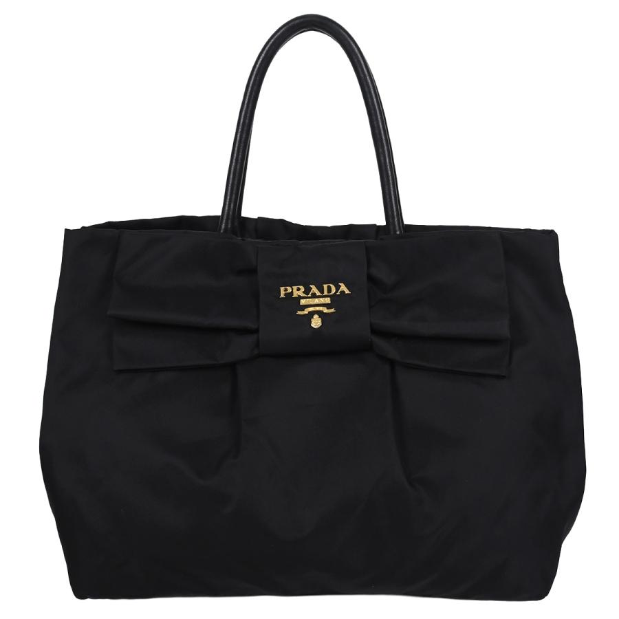 早い者勝ち！PRADA ブラック リボントートバッグ PRADA（プラダ） リボン ロゴ金具 トートバッグ ハンドバッグ