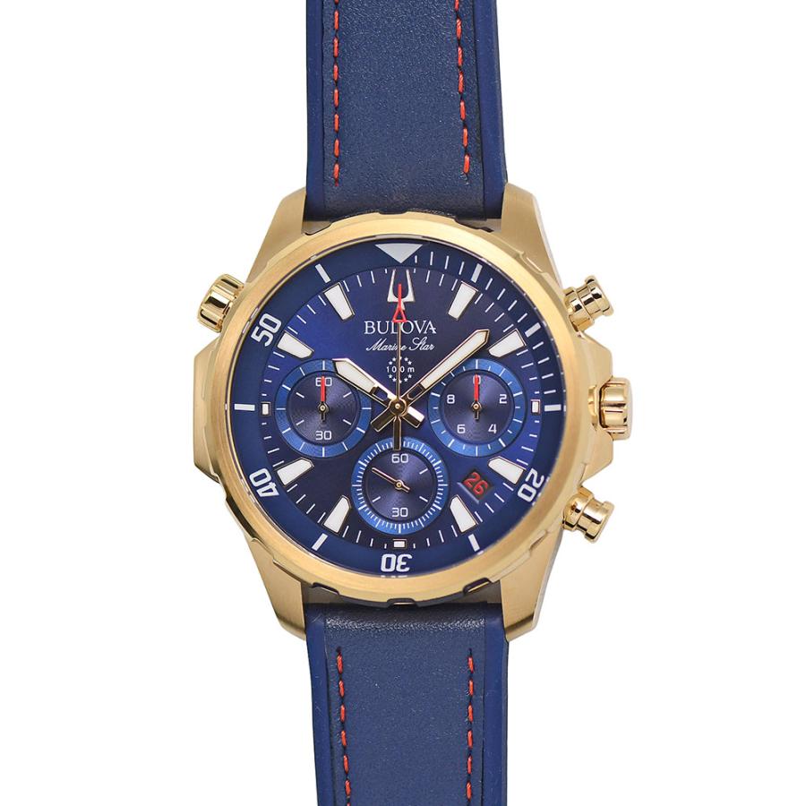 【稼働/美品/付属】Bulova マリンスター クロノグラフ ブルー文字盤 QZ BULOVA（ブローバ） マリンスター クロノグラフ メンズ クォーツ