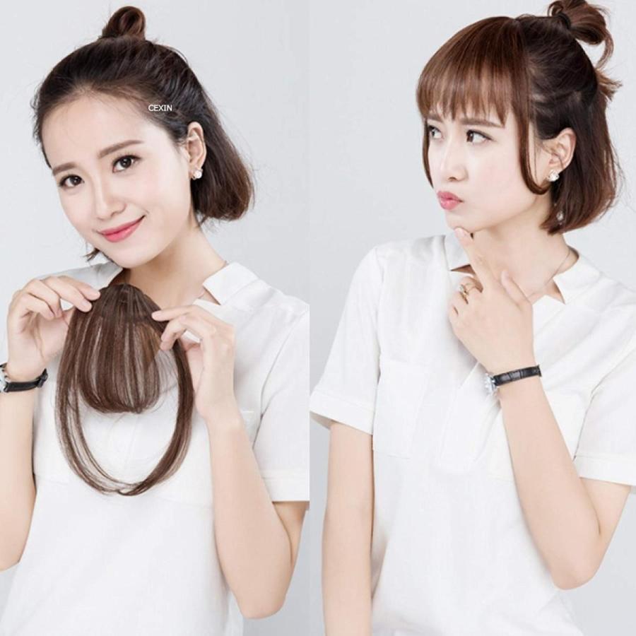 4色 前髪ウィッグ ワンタッチ エクステ wig ぱっつん つけ毛 サイド付き 割れ 二次元 エアリーバンク お気軽 取り付け簡単 エクステ