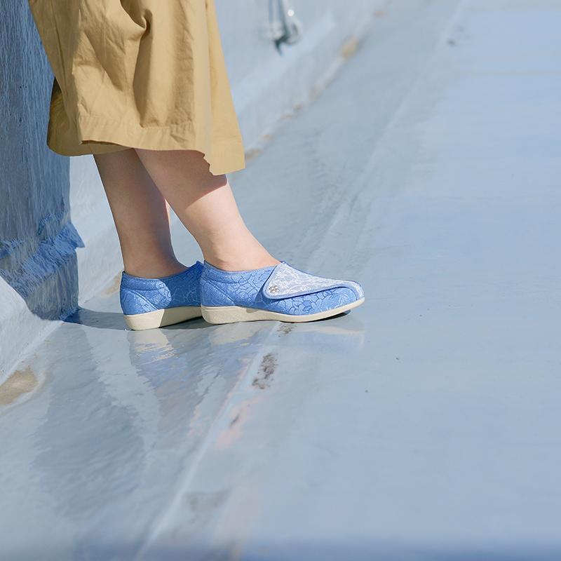 快歩主義 レディース 幅広 3E 介護 軽量 日本製 L011 ブルー／ホワイト