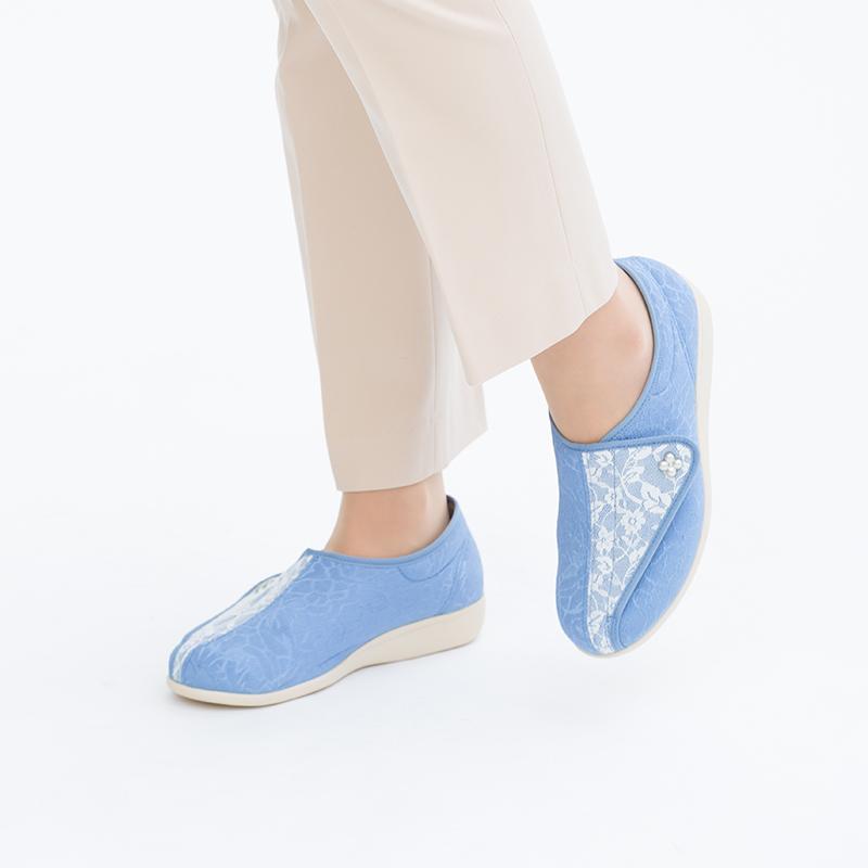 快歩主義 レディース 幅広 3E 介護 軽量 日本製 L011 ブルー／ホワイト